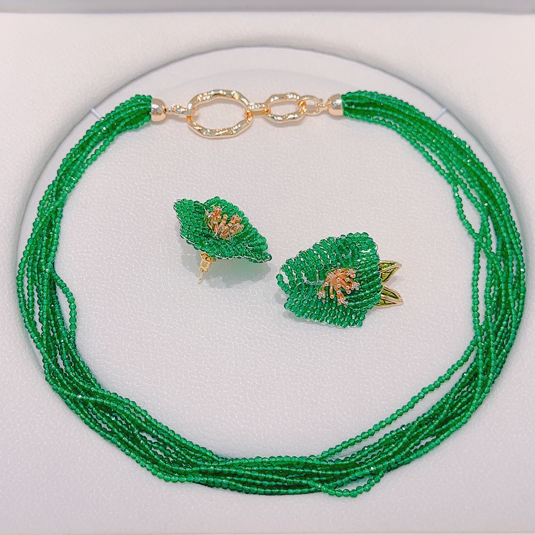 水晶串珠镀金项链➕耳钉套件珠宝首饰珠宝玄学详情图5