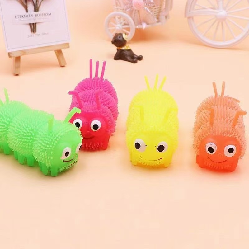 外贸热销毛毛虫闪光捏捏玩具