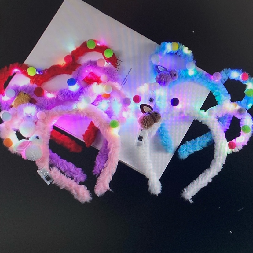 新款发光米奇加小兔子头饰可爱毛绒头饰