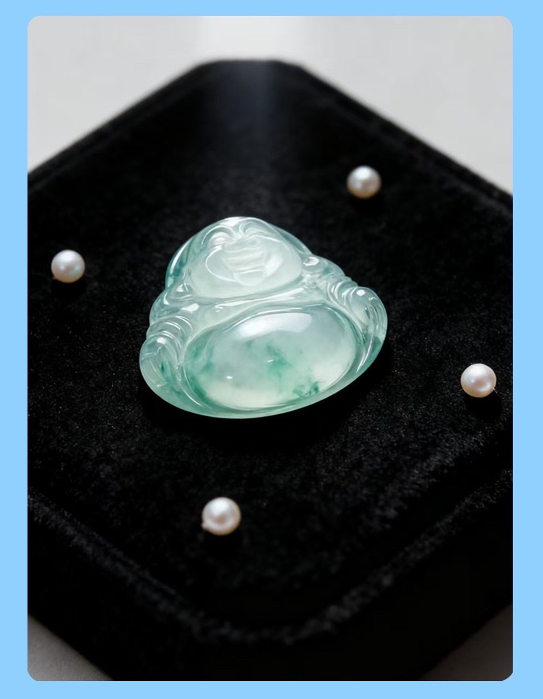 African jade pendants of high ice Maitreya Buddha detail image 9