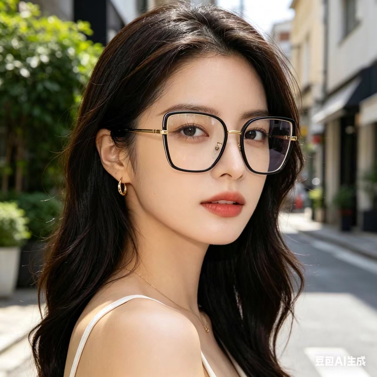 New cross-border metal anti-blue light flat glasses, retro large-face slimming optical glasses, slingshot temple frame glasses