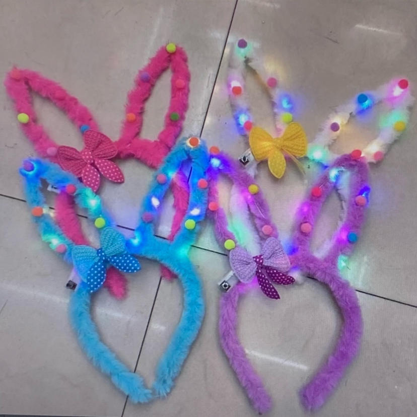 加长14灯毛绒兔耳加蝴蝶结网红爆款夜市批发摆摊玩具