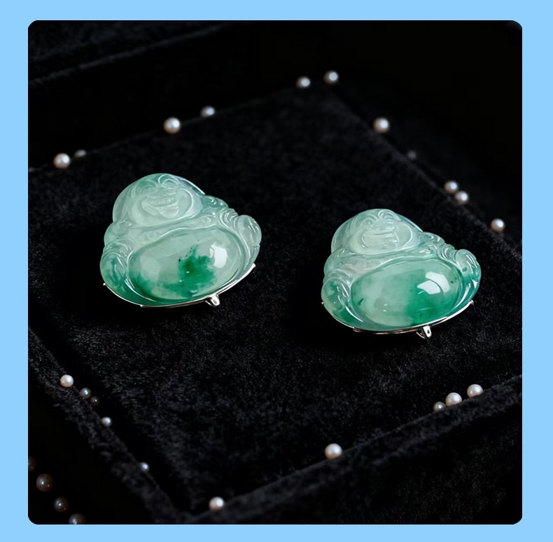 African jade pendants of high ice Maitreya Buddha detail image 8