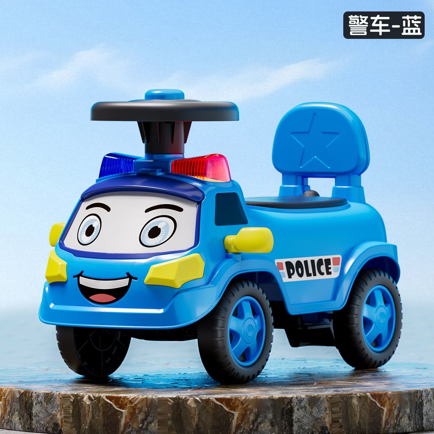 可爱滑行车，车把一键安装 ，车身带警灯、 音乐，带有储藏空间