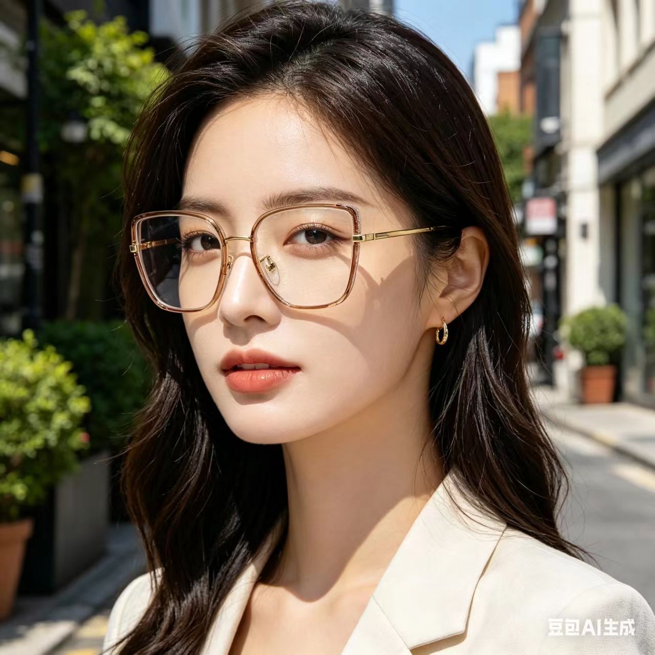 New cross-border metal anti-blue light flat glasses, retro large-face slimming optical glasses, slingshot temple frame glasses detail image 2