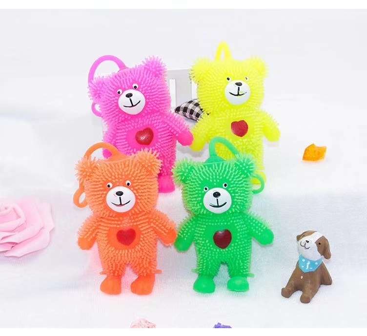 外贸热卖闪光爱心小熊捏捏玩具，柔软捏捏