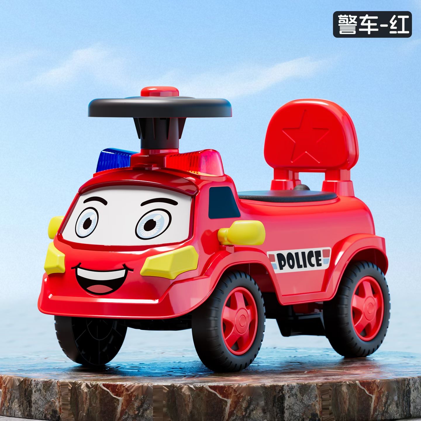可爱滑行车，车把一键安装 ，车身带警灯、 音乐，带有储藏空间产品图