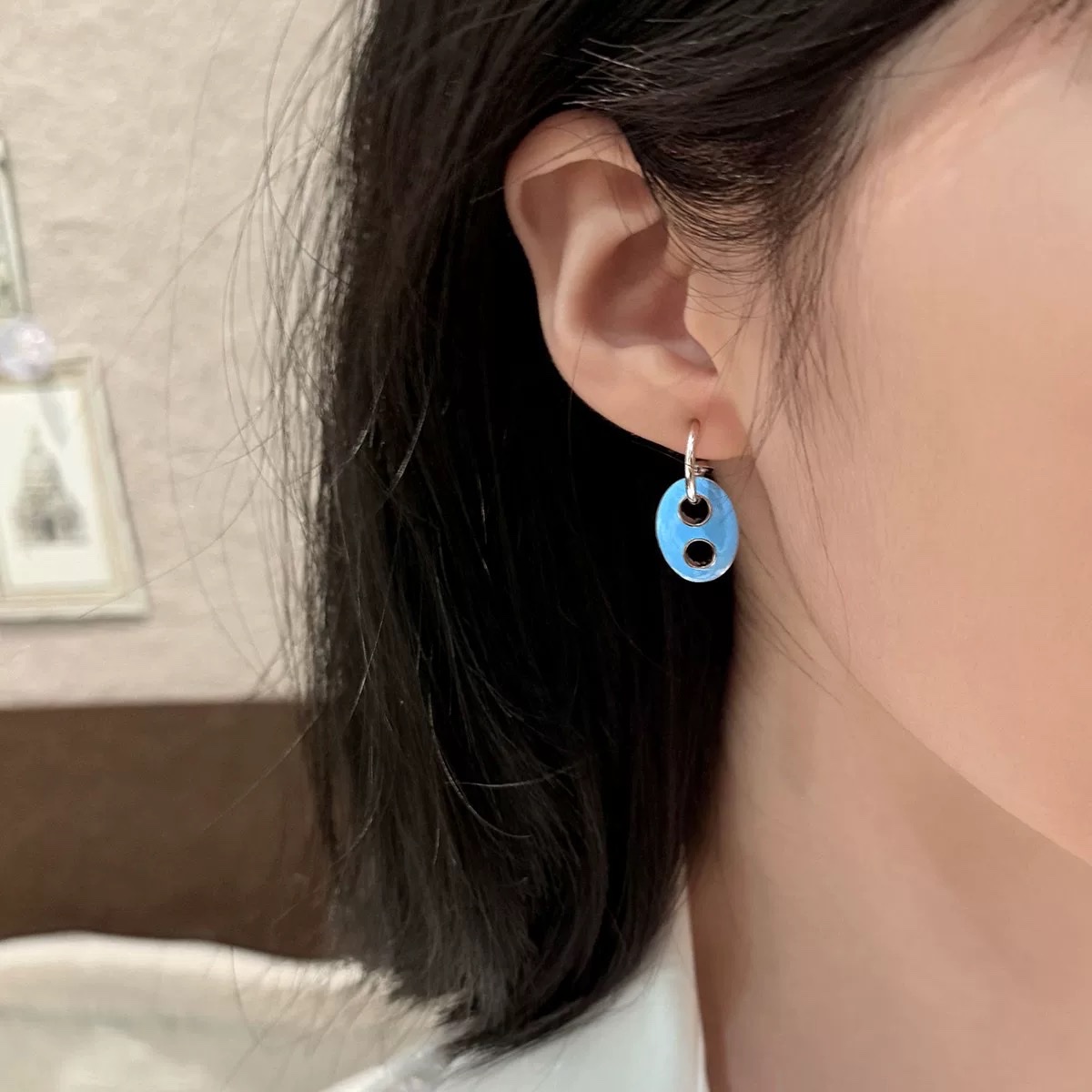 925银双面猪鼻子耳坠耳环女2026年个性小众设计百搭耳钉耳饰详情图2