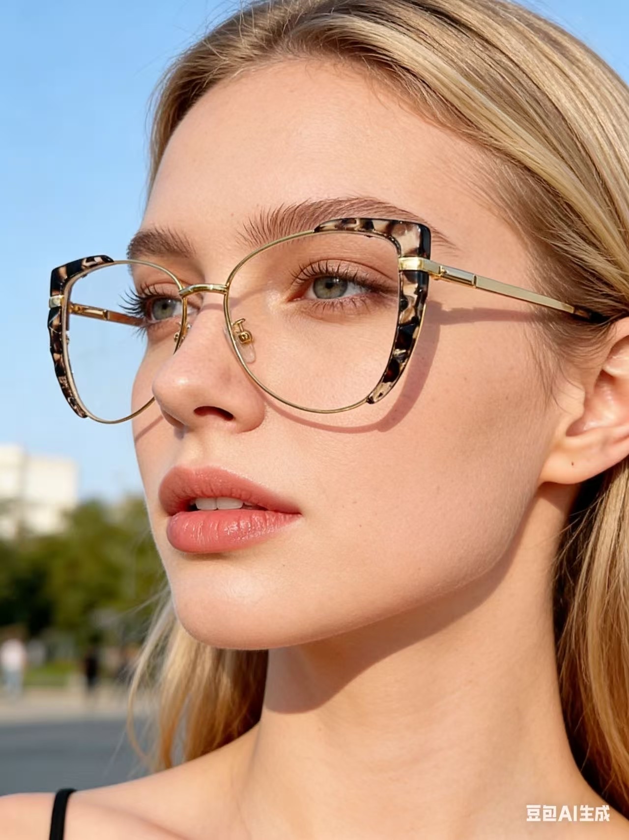 Cross-border cat-eye flat light glasses for women 2026, fashionable and retro metal cat-eye leopard print glasses frame, round face slimming, anti-blue light, can be matched with myopia glasses, flat light European and American style