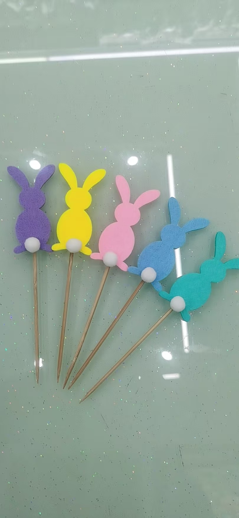 兔子签，复活节装饰，派对用品，蛋糕签，水果签
