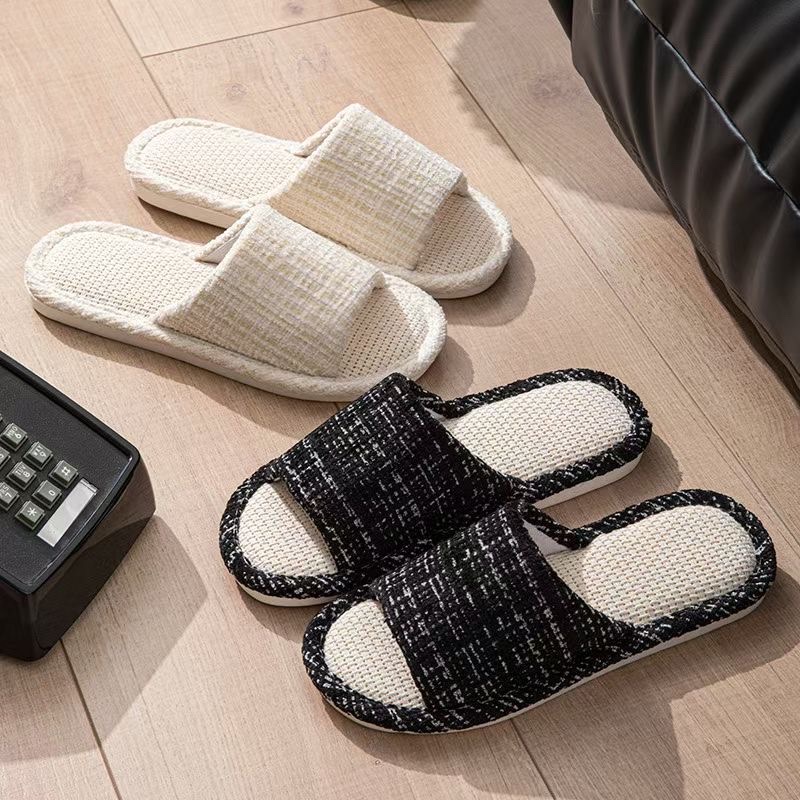 2026 New linen slippers for men and women, summer sweat-absorbing, breathable, open linen slippers, simple, elegant, fashionable and versatile shoes detail image 6