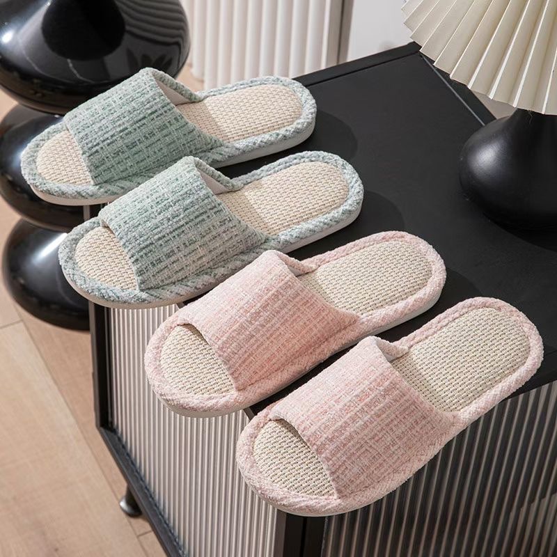 2026 New linen slippers for men and women, summer sweat-absorbing, breathable, open linen slippers, simple, elegant, fashionable and versatile shoes details Picture