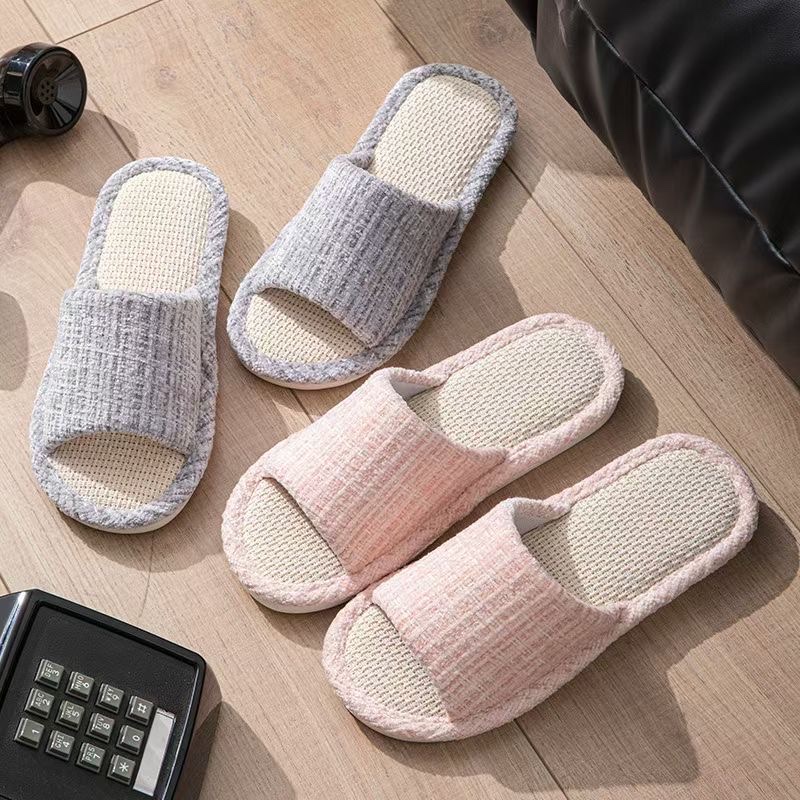 2026 New linen slippers for men and women, summer sweat-absorbing, breathable, open linen slippers, simple, elegant, fashionable and versatile shoes Specification image