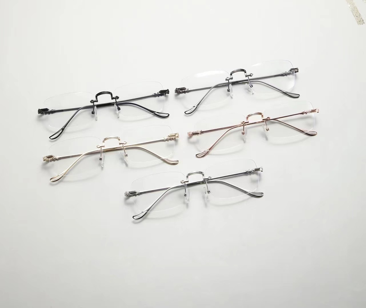 Frameless glasses, anti-blue light myopia glasses, the same style as Xiaohong, plain face slimming glasses frame, fashionable cut edge myopia glasses for men, women detail image 9
