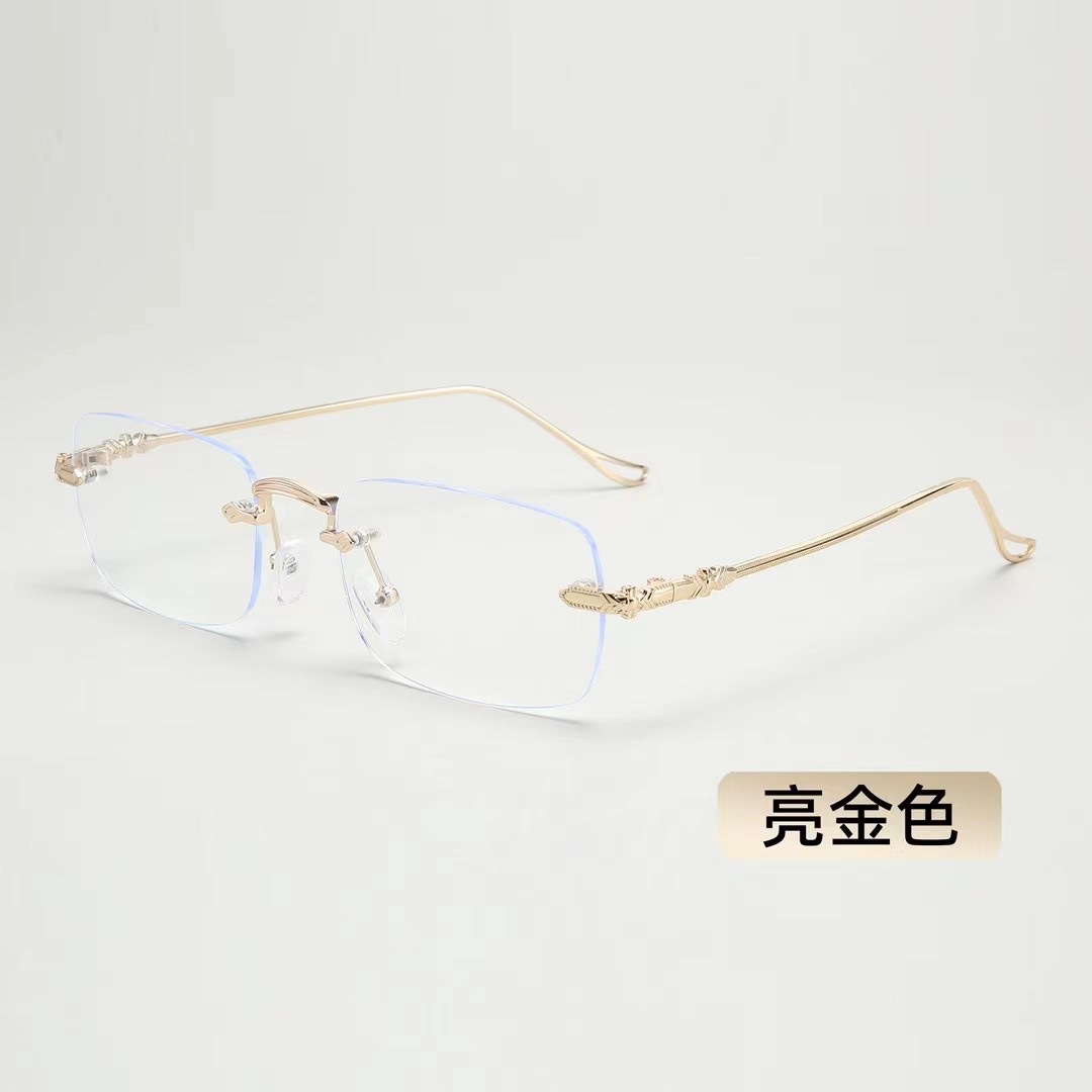Frameless glasses, anti-blue light myopia glasses, the same style as Xiaohong, plain face slimming glasses frame, fashionable cut edge myopia glasses for men, women detail image 5