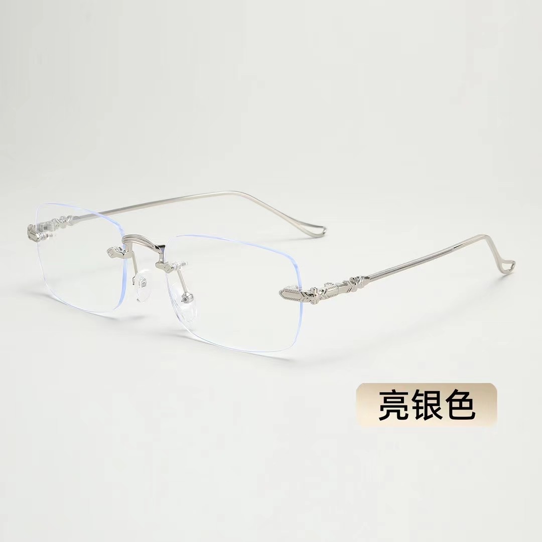 Frameless glasses, anti-blue light myopia glasses, the same style as Xiaohong, plain face slimming glasses frame, fashionable cut edge myopia glasses for men, women detail image 4