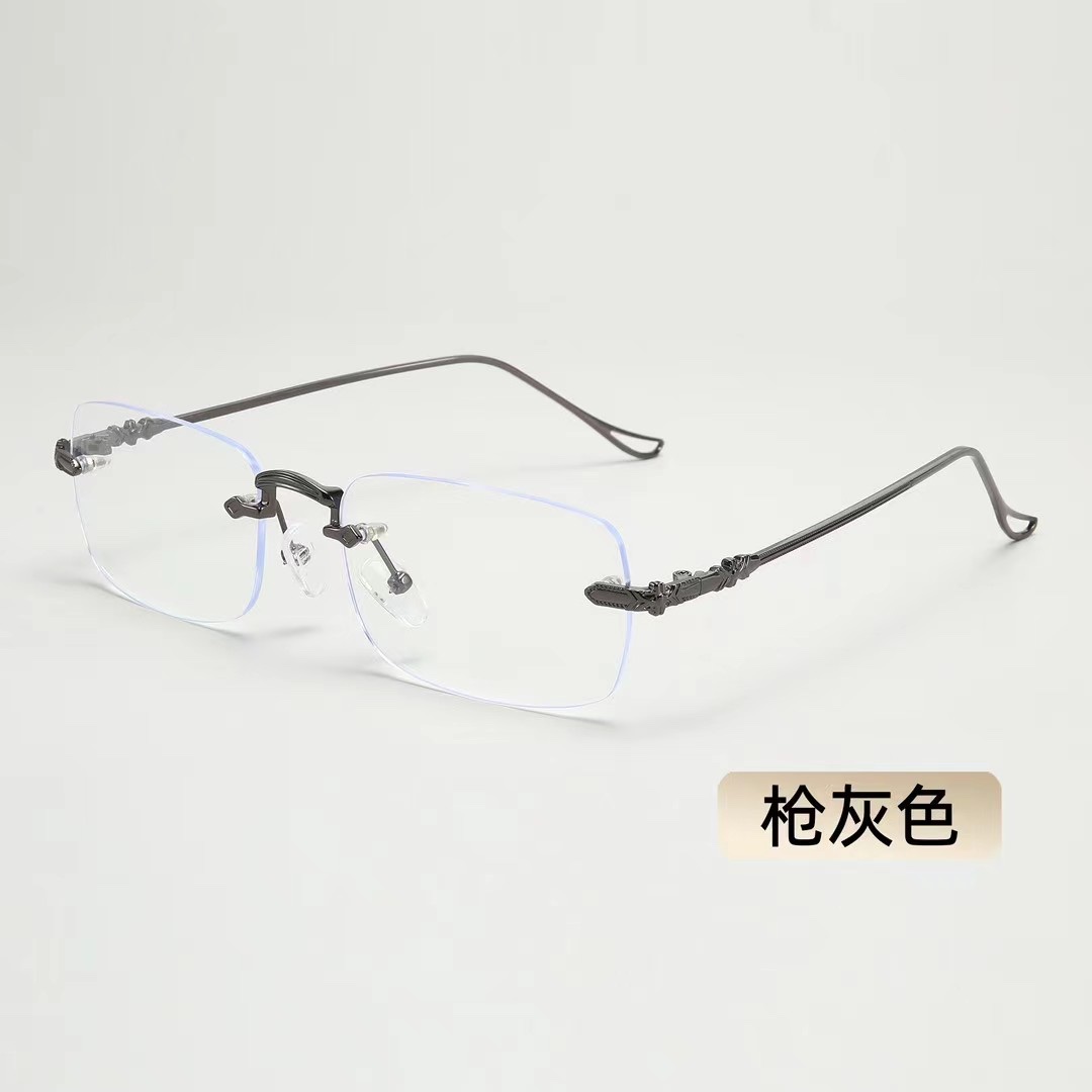 Frameless glasses, anti-blue light myopia glasses, the same style as Xiaohong, plain face slimming glasses frame, fashionable cut edge myopia glasses for men, women detail image 8