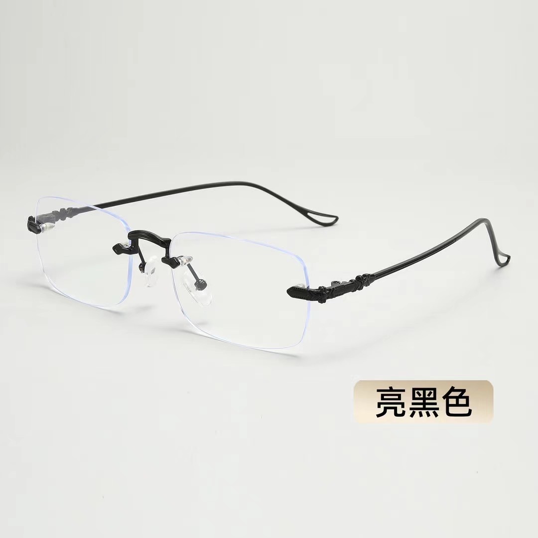 Frameless glasses, anti-blue light myopia glasses, the same style as Xiaohong, plain face slimming glasses frame, fashionable cut edge myopia glasses for men, women Item Picture