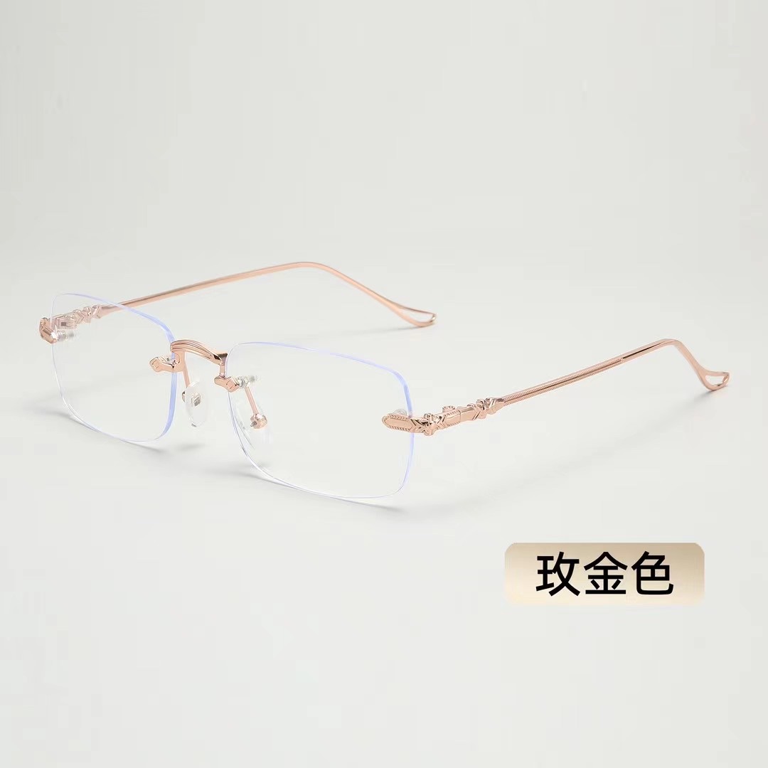 Frameless glasses, anti-blue light myopia glasses, the same style as Xiaohong, plain face slimming glasses frame, fashionable cut edge myopia glasses for men, women detail image 7