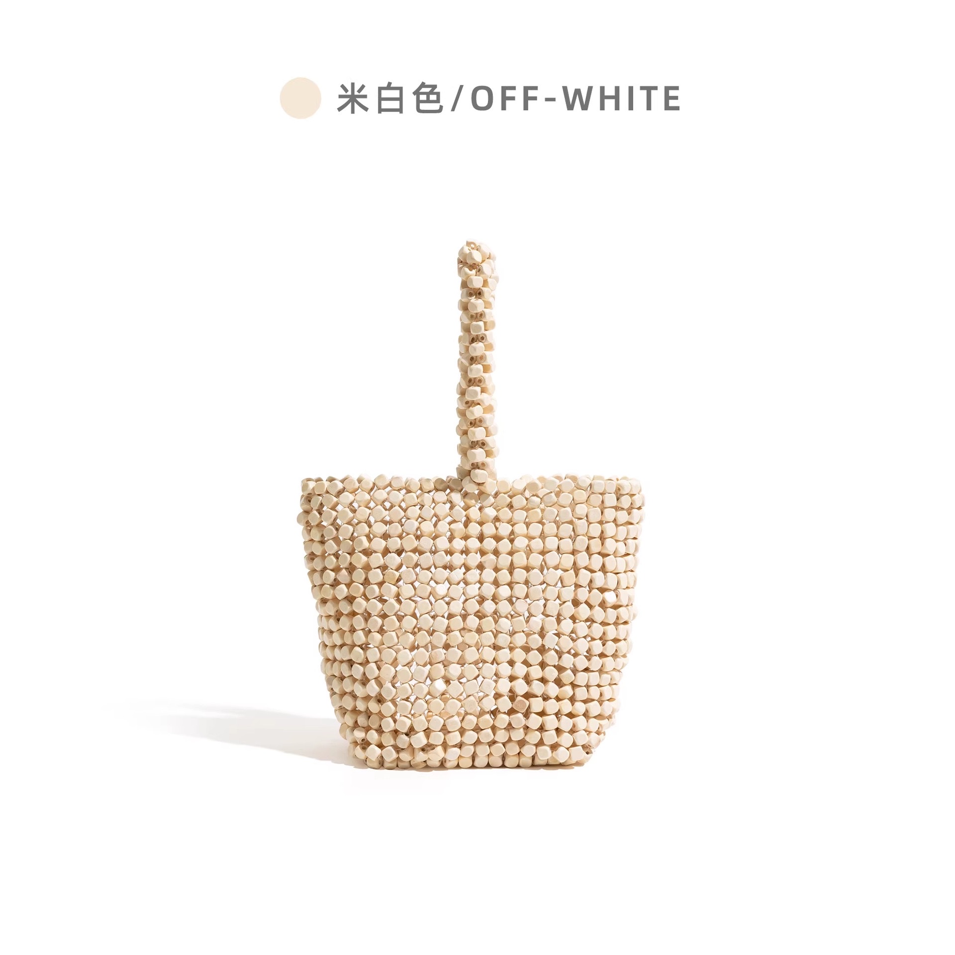 Niche design handcrafted beaded bag woven wooden bead bucket bag for women 2026 new exquisite tote bag factory wholesale detail image 7