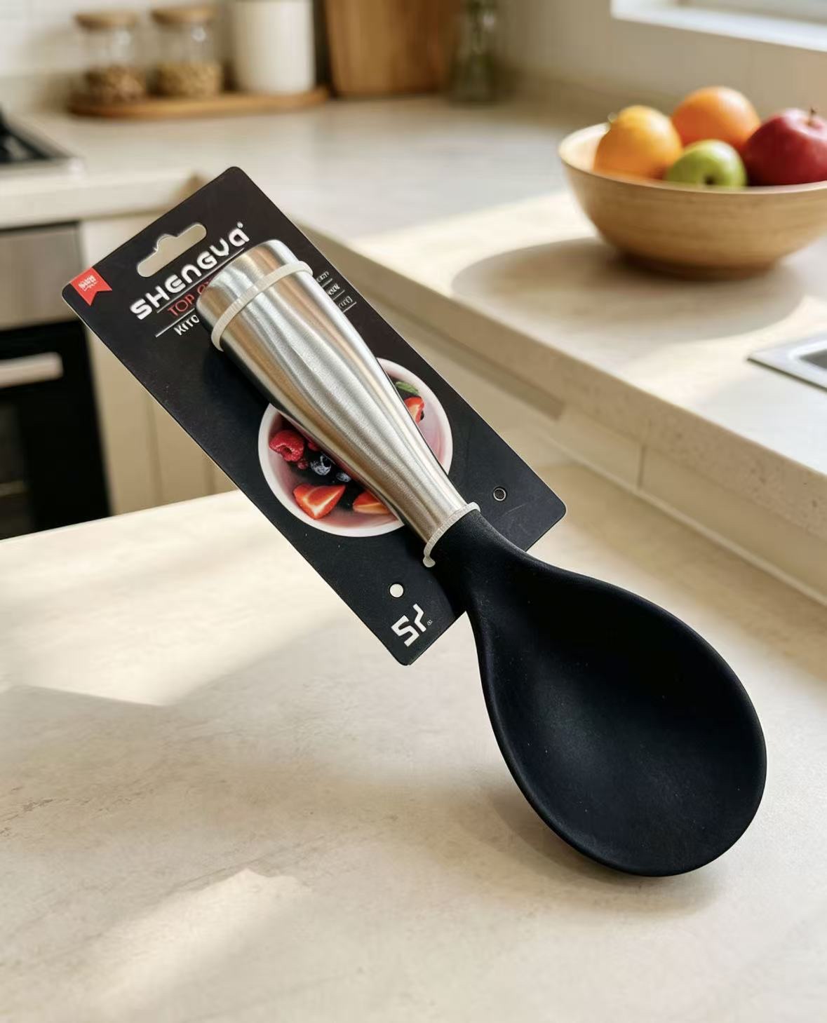 Stainless steel + silicone rice spoon, kitchenware, silicone spatula, kitchenware, pot spatula details Picture