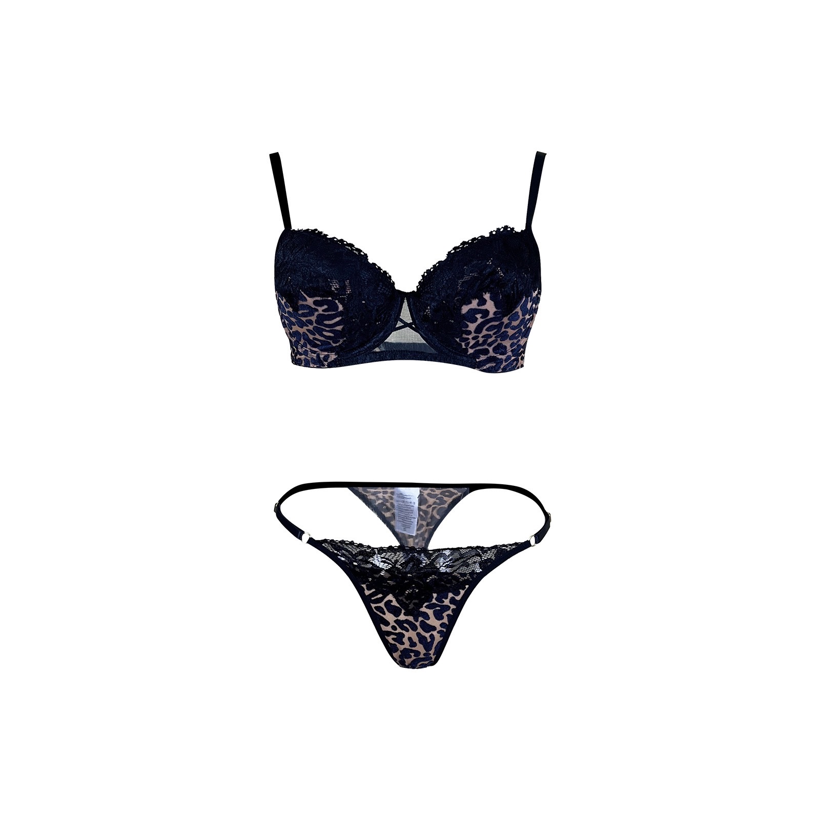 European and American Amazon cross-border sexy and hot leopard print lace lingerie set Memory soft steel ring gathering Bra 8031 Item Picture