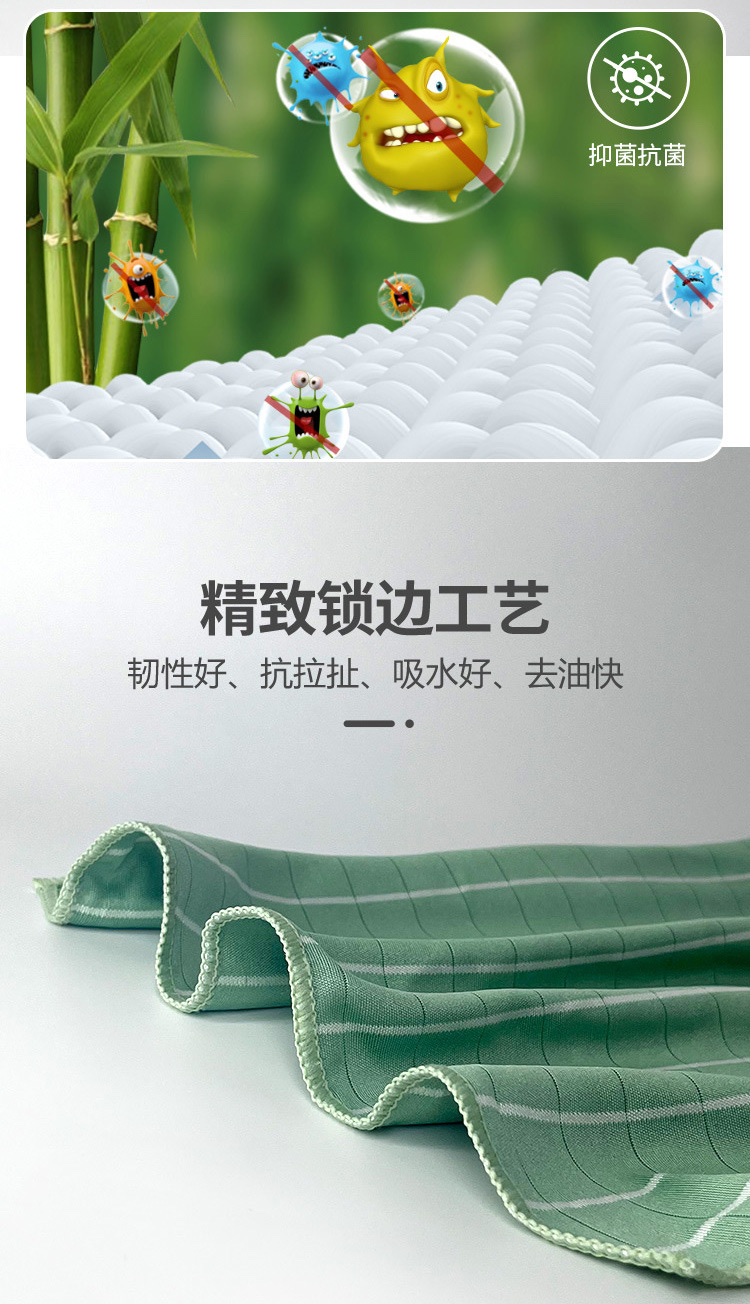 Yilusi Cross-border thickened bamboo fiber kitchen cloth, dishwashing special scouring pad, oil-free and antibacterial dishwashing cloth detail image 1