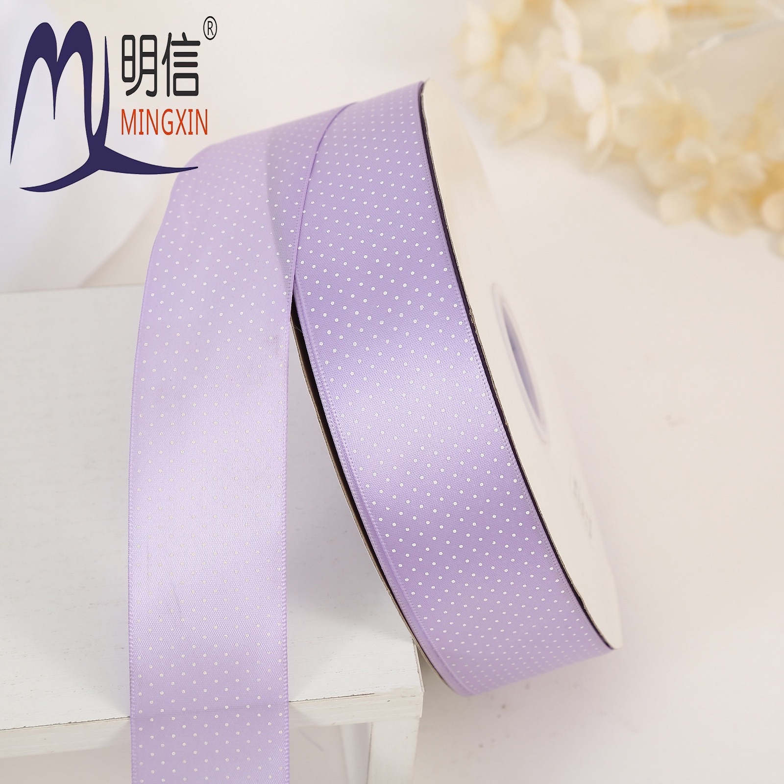4 cm small polka dot polyester tape, single-sided satin ribbon, DIY hair accessory, hair clip, bow, handmade material Item Picture