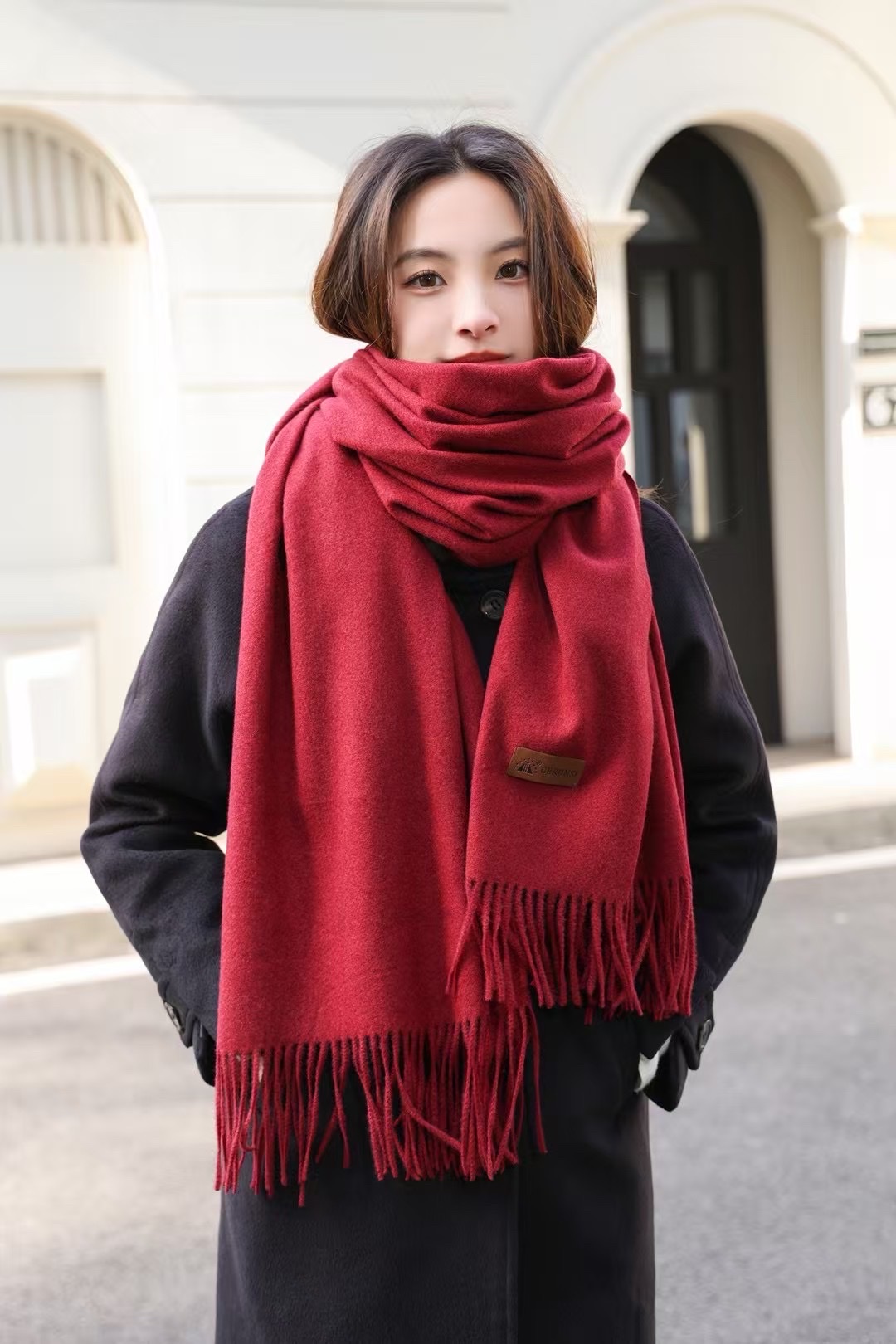 Solid color scarf, thick and warm women's autumn and winter new style detail image 5