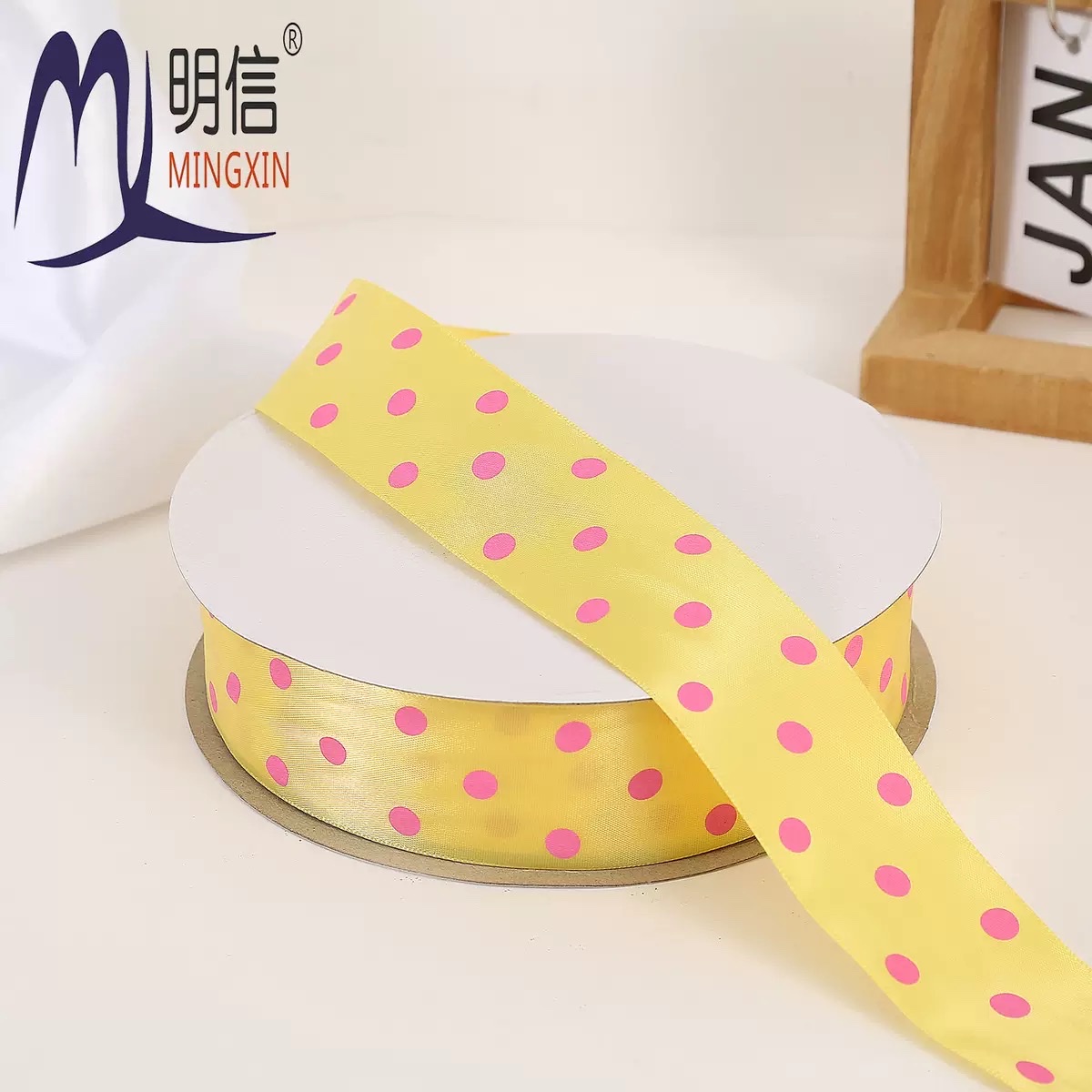 Korean version colorful polka dot webbing diy bow hair accessory printed polka dot ribbon clothing polyester filament accessory webbing Item Picture