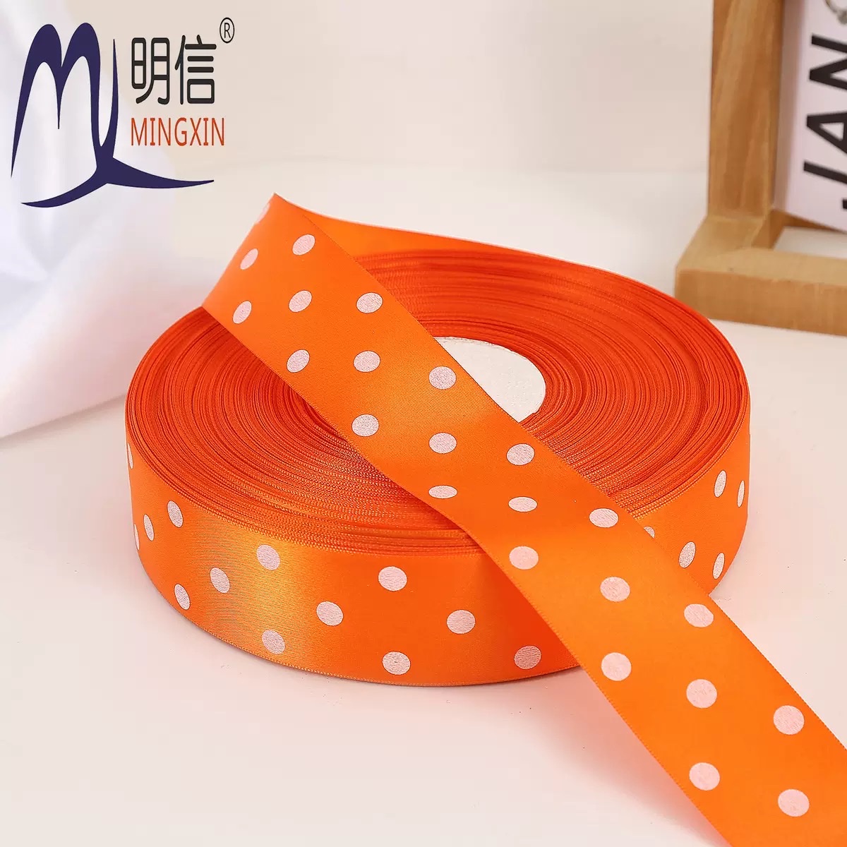 Korean version colorful polka dot webbing diy bow hair accessory printed polka dot ribbon clothing polyester filament accessory webbing detail image 3