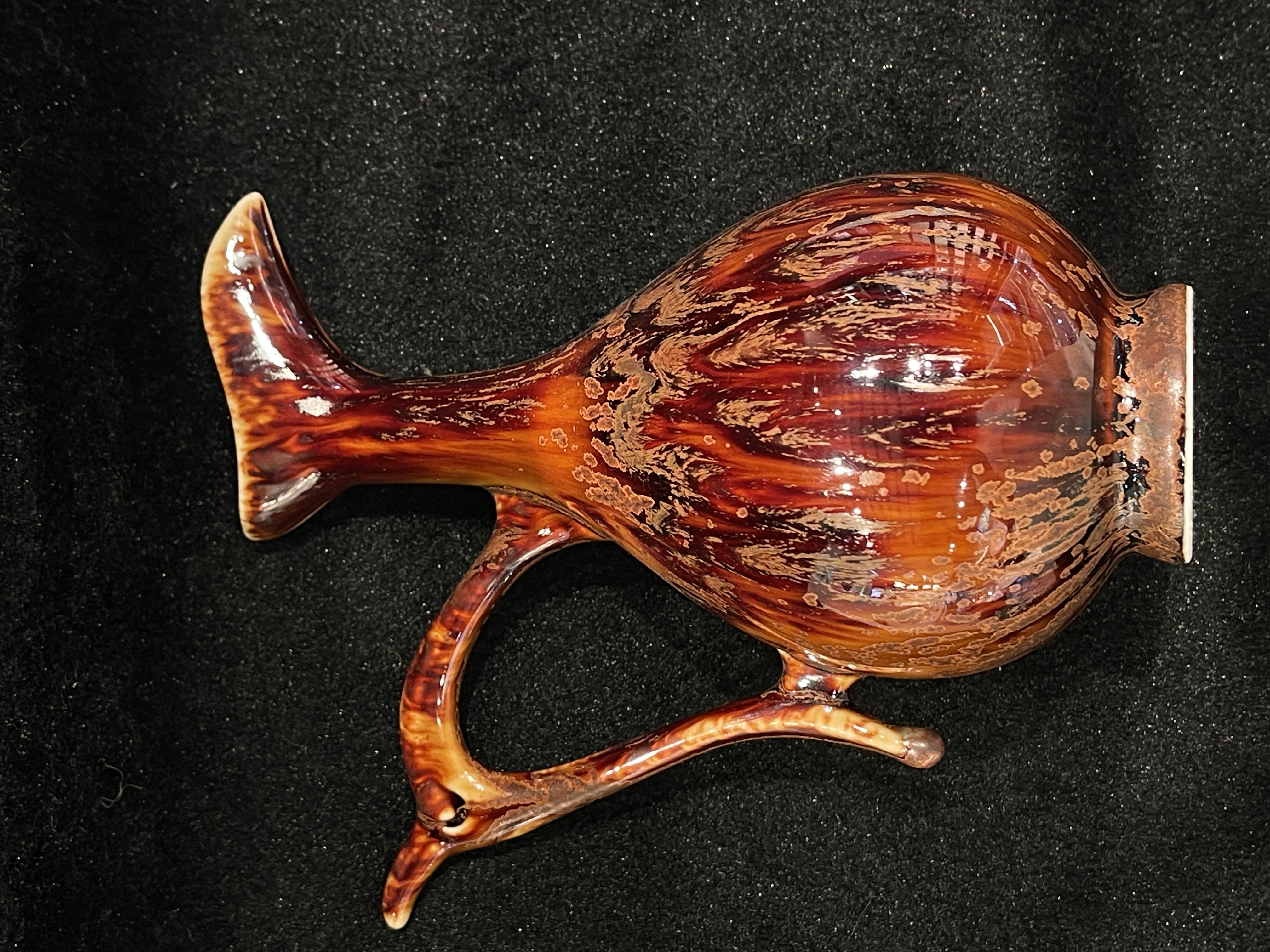 Handcrafted tortoiseshell glaze ewer, Hainan red clay ceramic wine pot details Picture