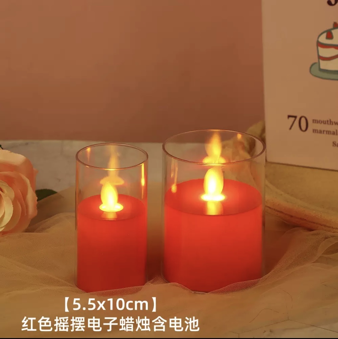 Red candle light, led electronic candle light, simulation swinging wedding decoration, Buddha front offering lamp, fake candle atmosphere light detail image 6