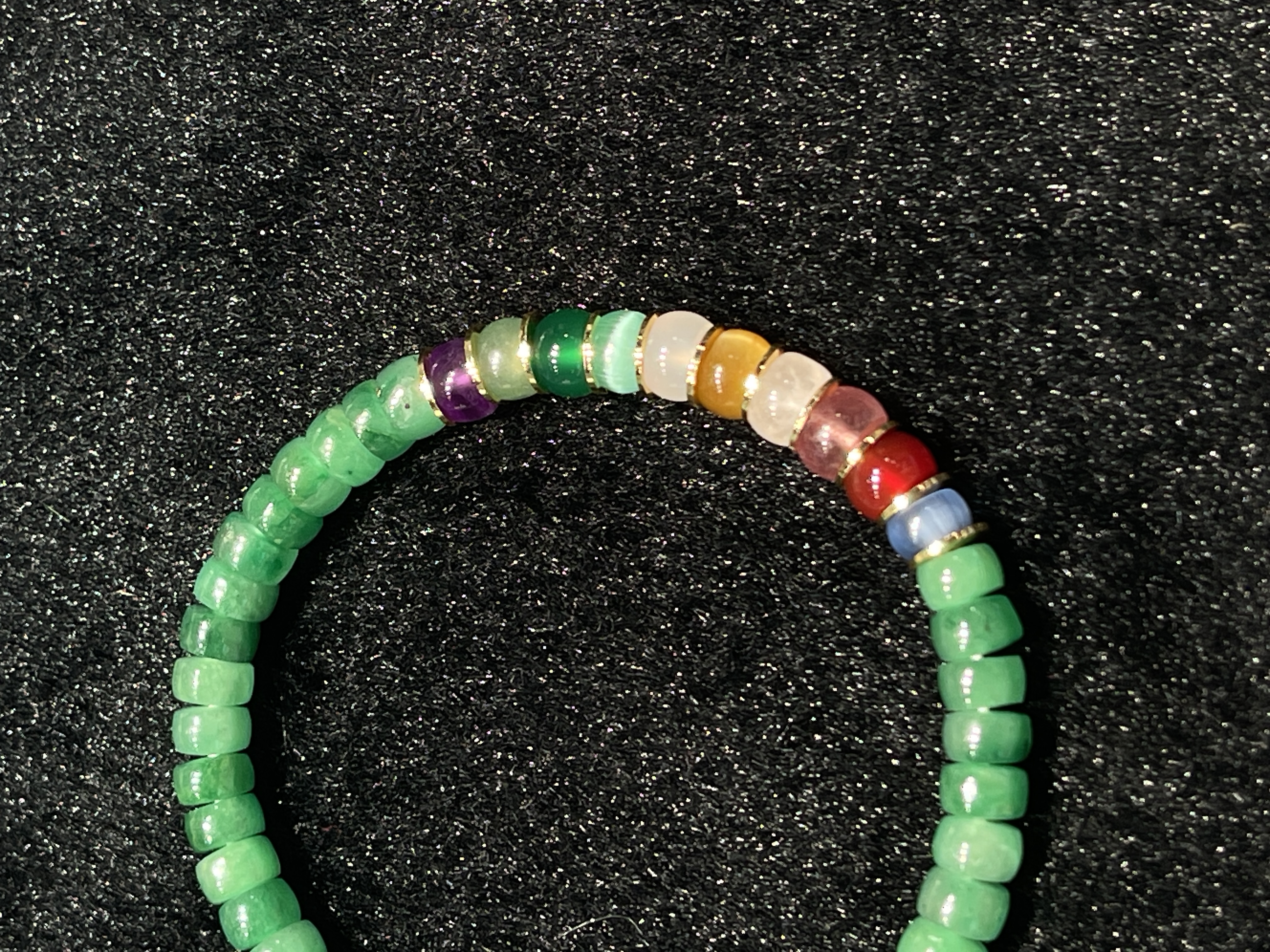 Ice Floating Green African Jade Coiled Bracelet, Multi-treasure colored Gemstone Interlaced gold Natural bracelet details Picture