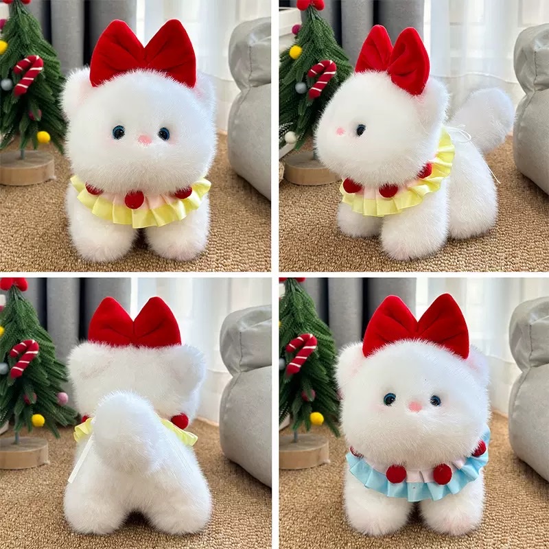 软萌嘟嘟猫公仔蝴蝶结猫咪玩偶睡觉抱枕八寸精品抓机娃娃地推礼品