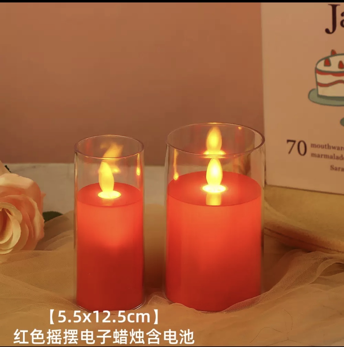 Red candle light, led electronic candle light, simulation swinging wedding decoration, Buddha front offering lamp, fake candle atmosphere light detail image 7