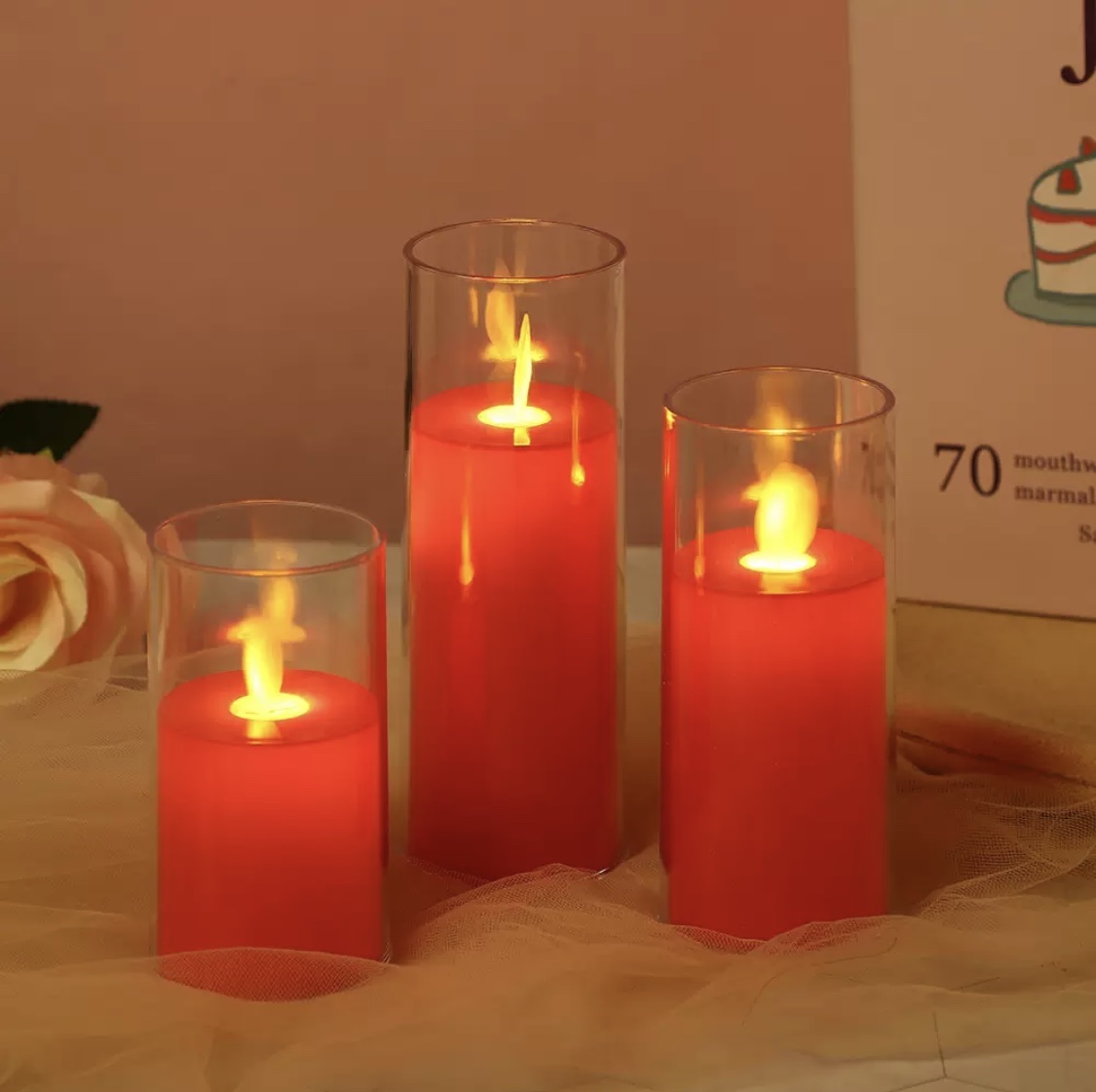 Red candle light, led electronic candle light, simulation swinging wedding decoration, Buddha front offering lamp, fake candle atmosphere light detail image 2