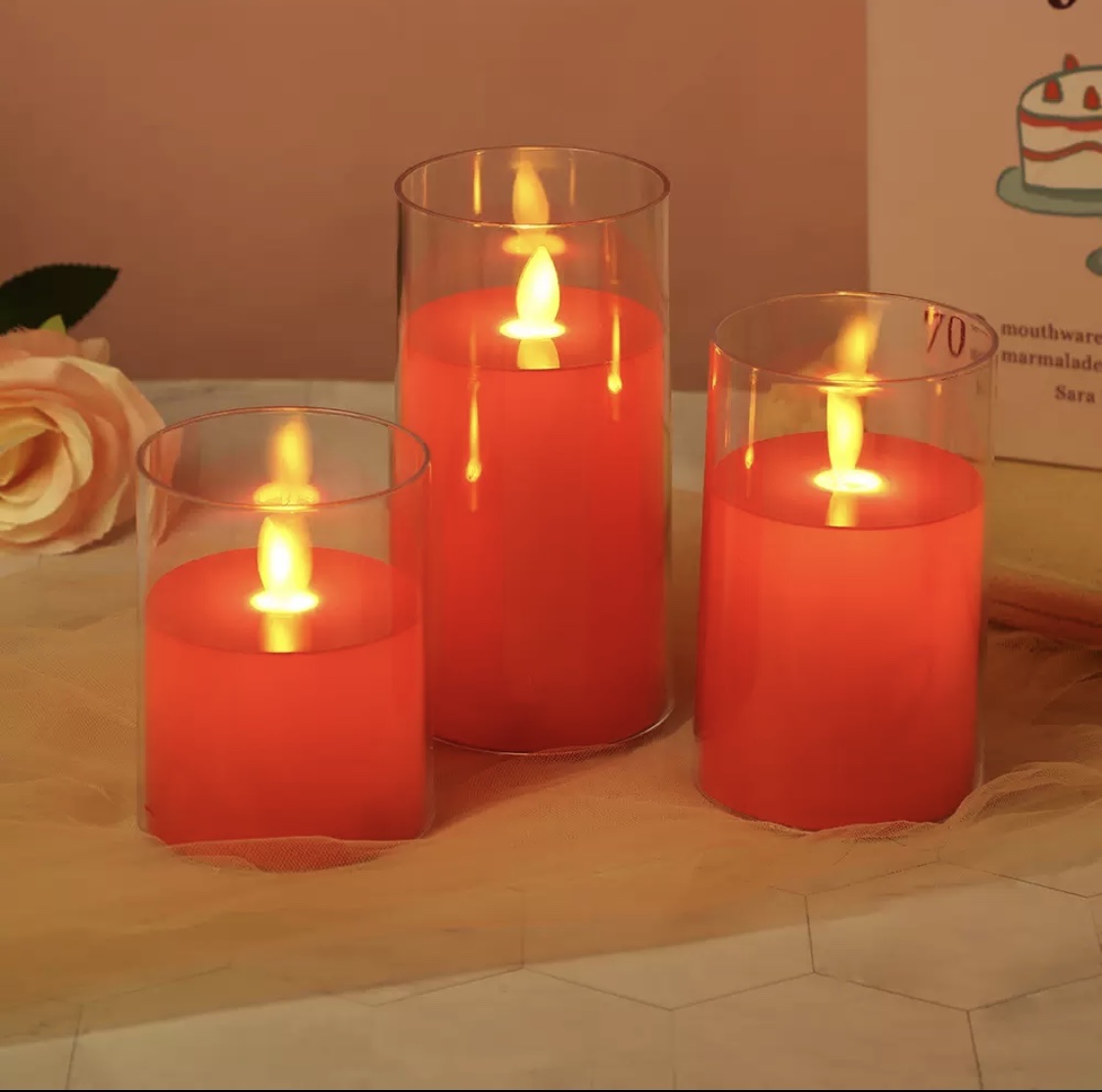 Red candle light, led electronic candle light, simulation swinging wedding decoration, Buddha front offering lamp, fake candle atmosphere light Specification image