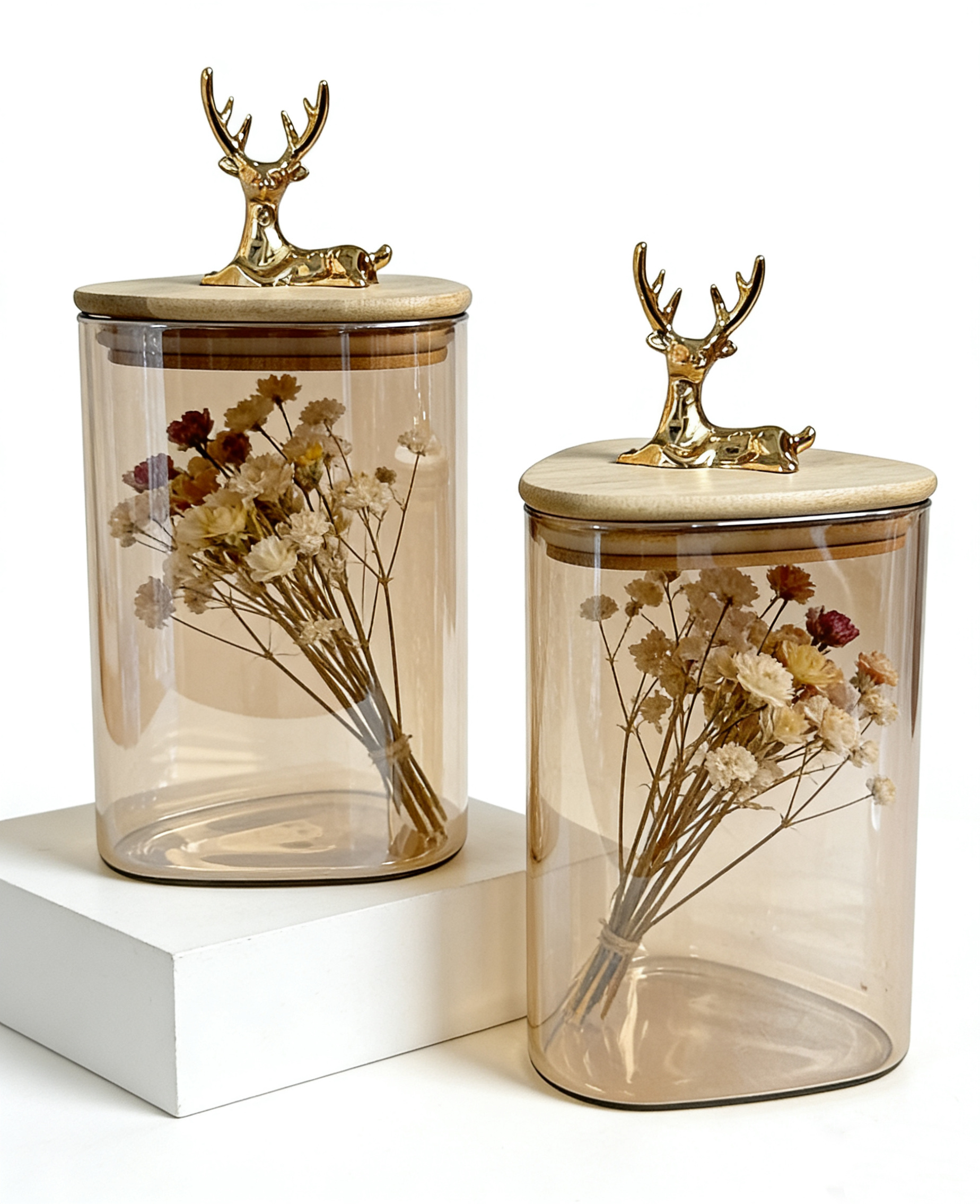 Deer Head Nordic High borosilicate glass sealed jar, food-grade household tea and dried tangerine peel storage jar with lid, grains and cereals details Picture