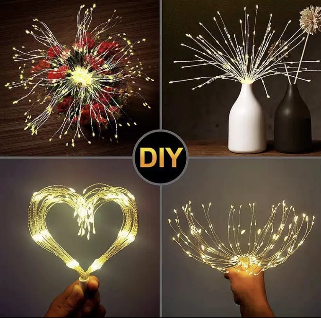 Cross-border outdoor LED solar Christmas light string, hanging fireworks chandelier, outdoor copper wire lamp, courtyard decoration detail image 2