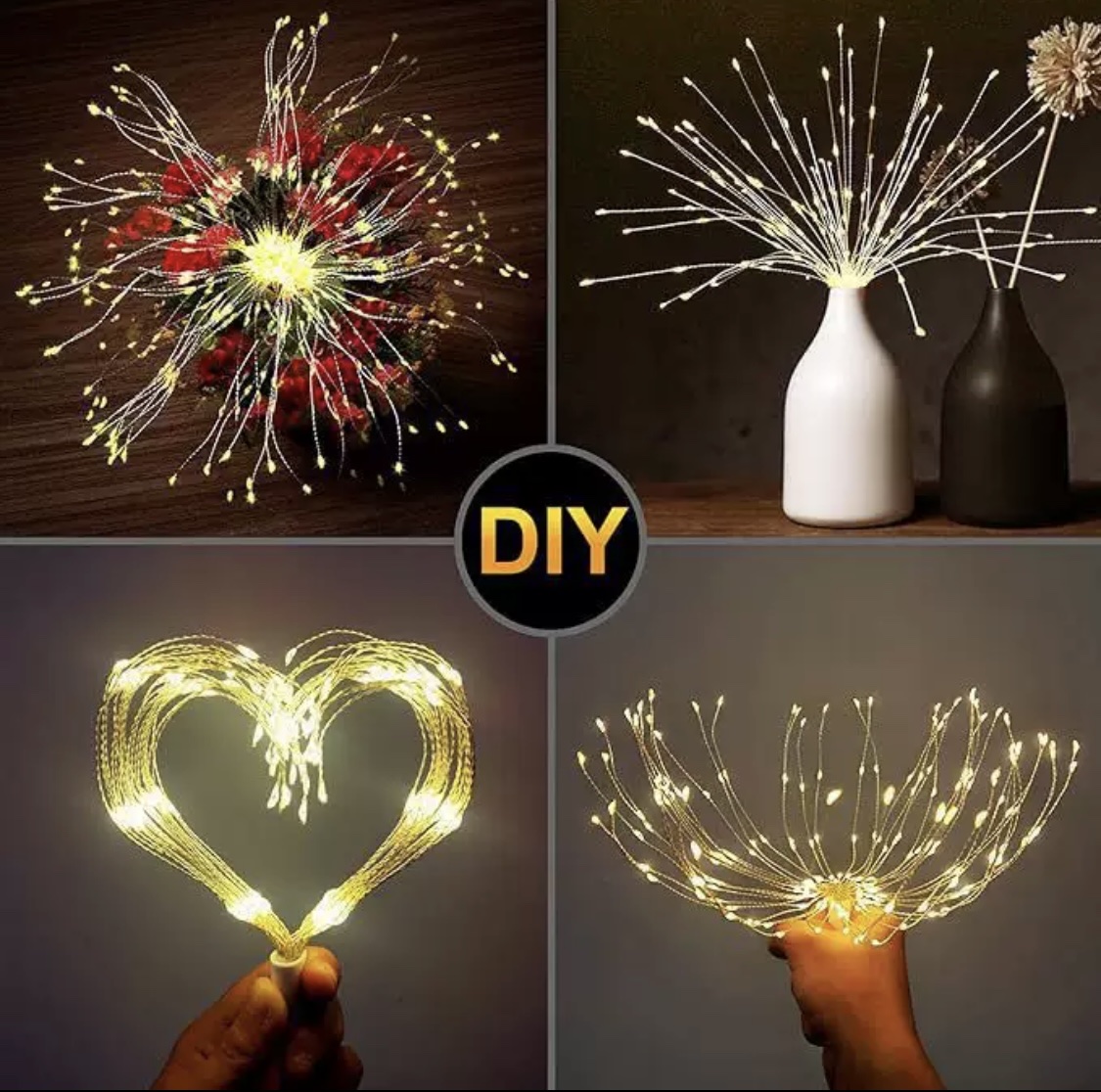 Cross-border outdoor LED solar Christmas light string, hanging fireworks chandelier, outdoor copper wire lamp, courtyard decoration details Picture