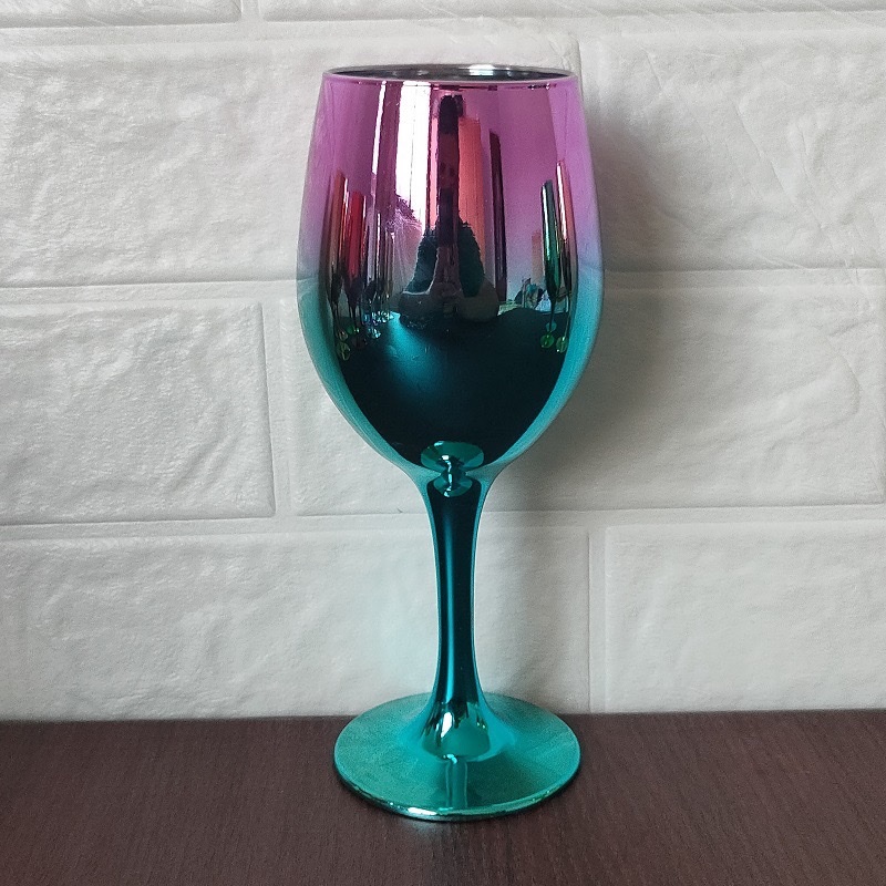 Factory wholesale of electroplated two-color highball glasses, gilded glass wine glasses, lead-free calcium carbonate craft wine glasses details Picture