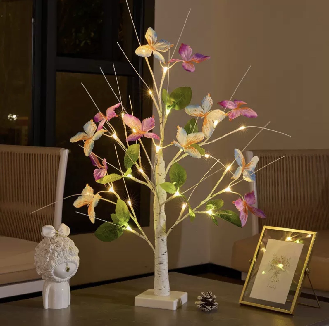 Cross-border minimalist ins simulation Phalaenopsis green leaf home handcrafted plant diy decorative lamp stand night light Specification image