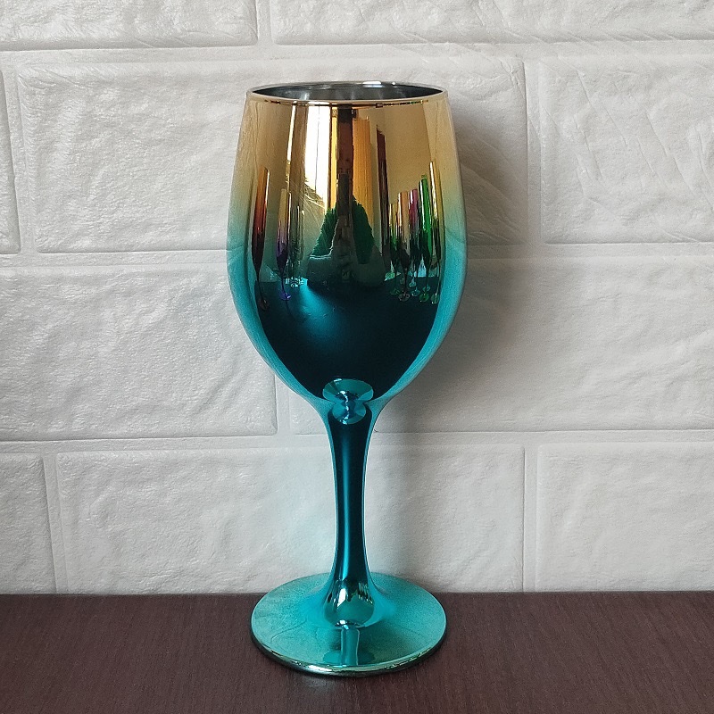 Factory wholesale of electroplated two-color highball glasses, gilded glass wine glasses, lead-free calcium carbonate craft wine glasses