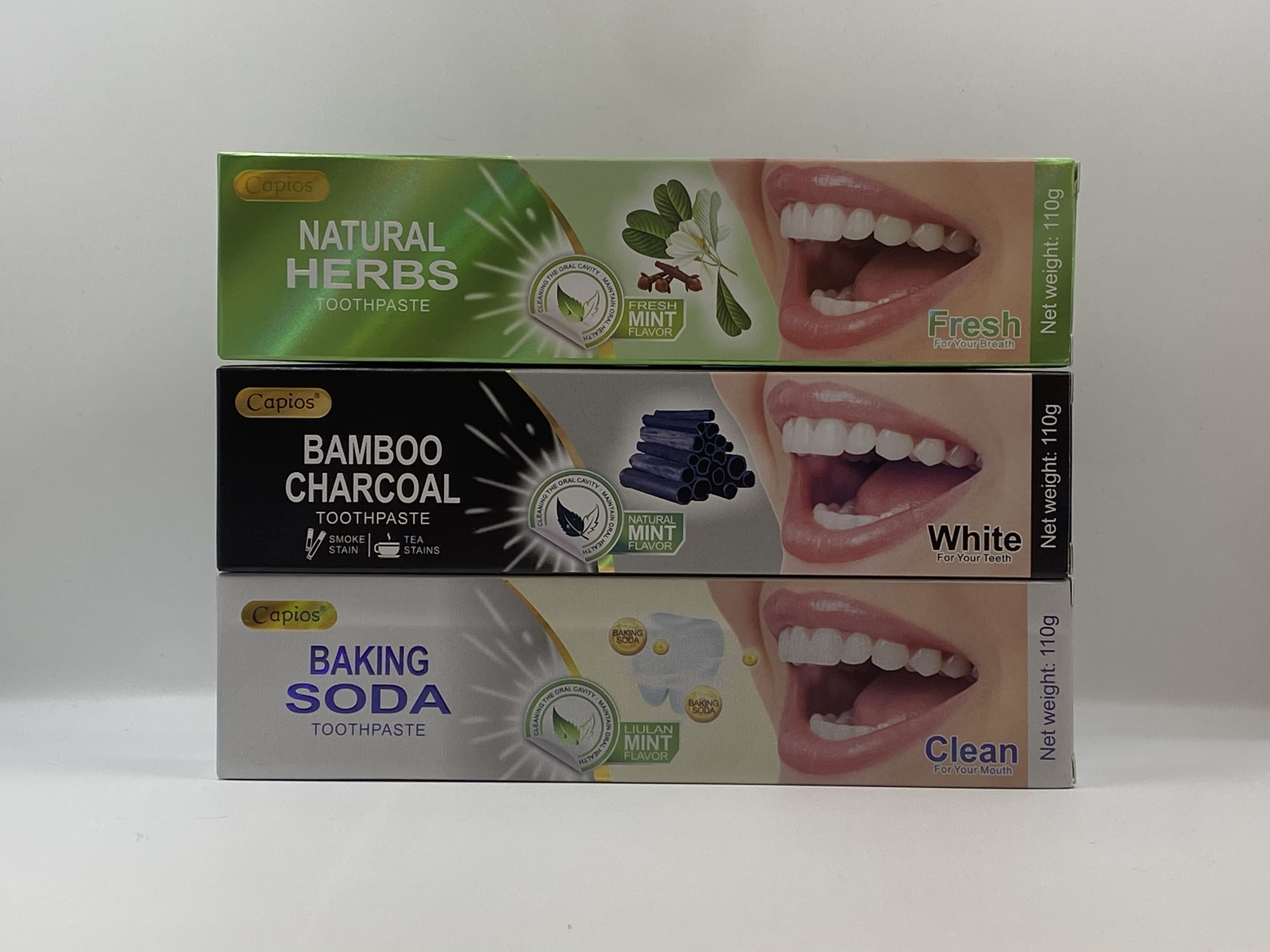 草本小苏打竹炭外贸牙膏英文版现货厂家