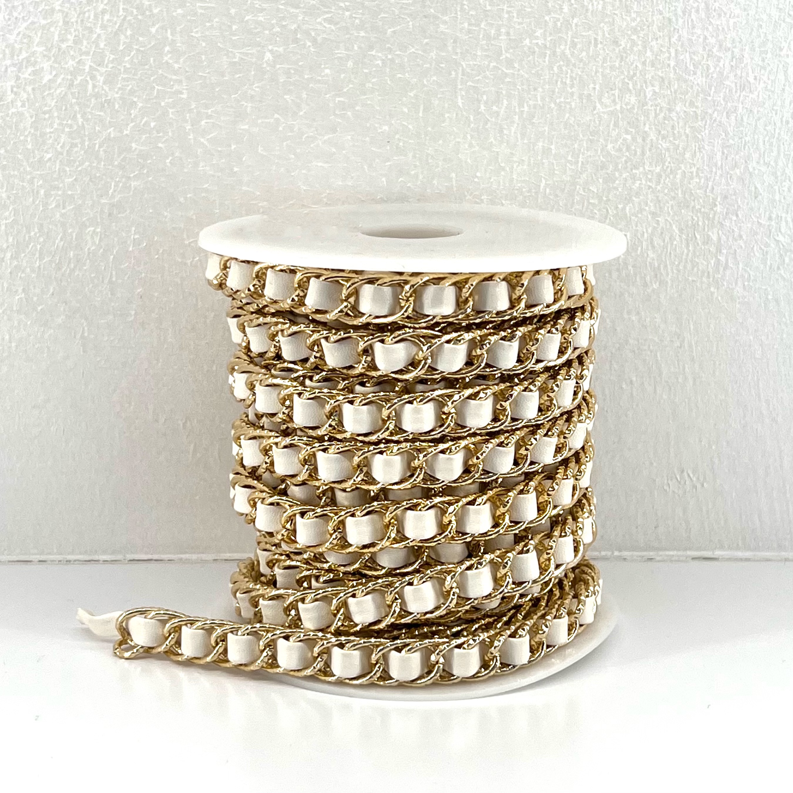 Small chanel-style woven aluminum, leather strap, backpack strap, shoulder strap, clothing accessories, accessories, headwear, aluminum chain, double-layer chain, patterned chain detail image 2
