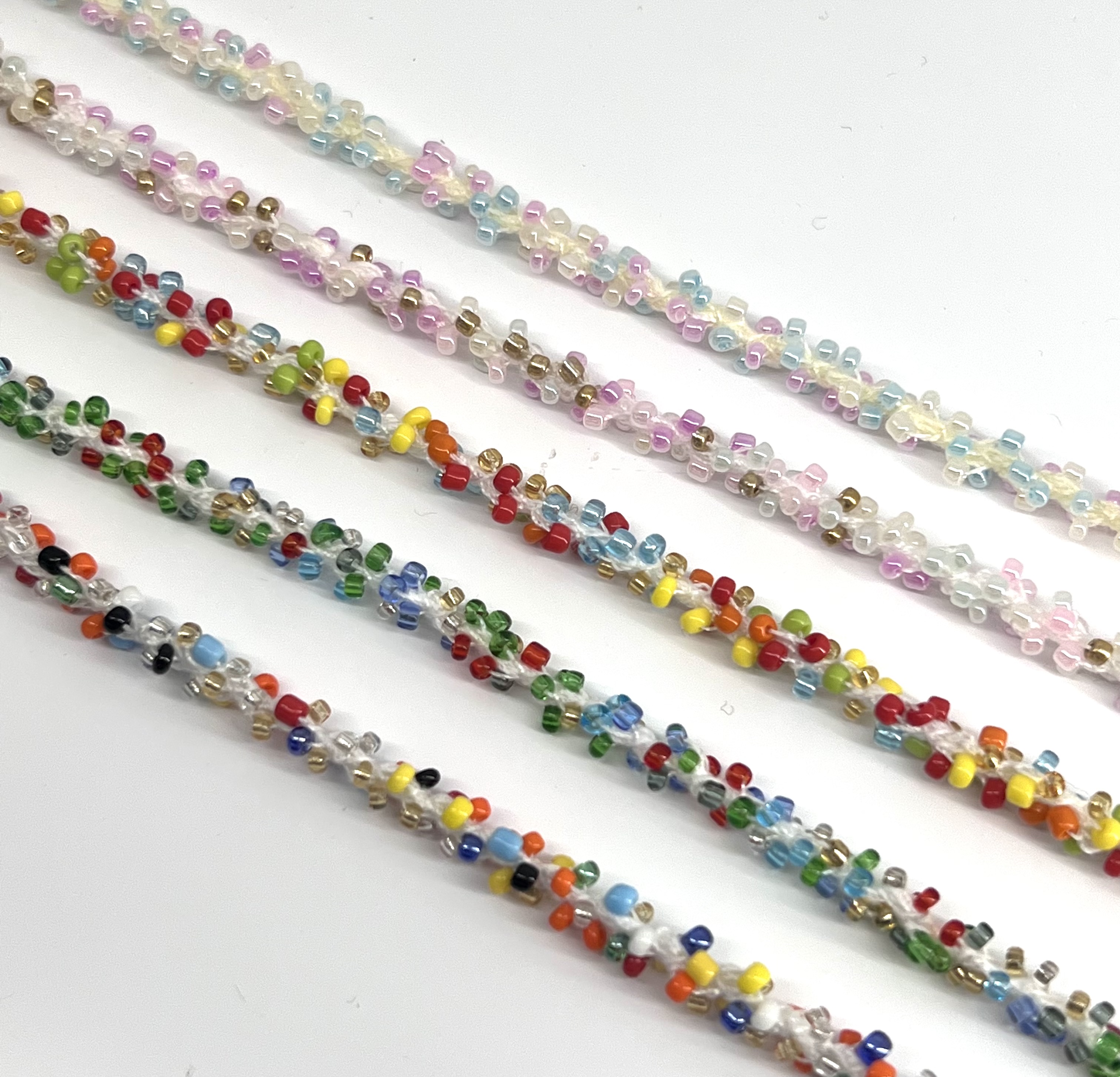 Colorful rice bead flower edge rope hair accessories, accessories, garment edge beaded accessories detail image 2