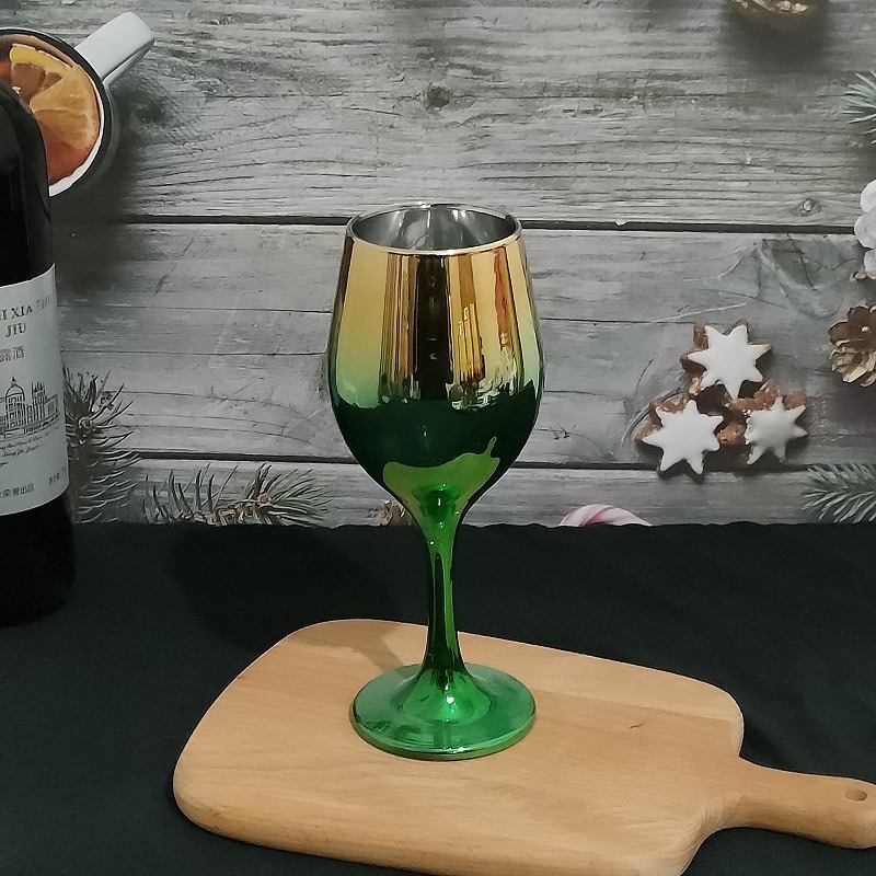 Factory wholesale of electroplated two-color highball glasses, gilded glass wine glasses, lead-free calcium carbonate craft wine glasses Item Picture