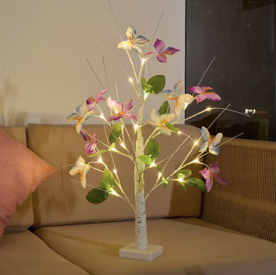 Cross-border minimalist ins simulation Phalaenopsis green leaf home handcrafted plant diy decorative lamp stand night light detail image 2