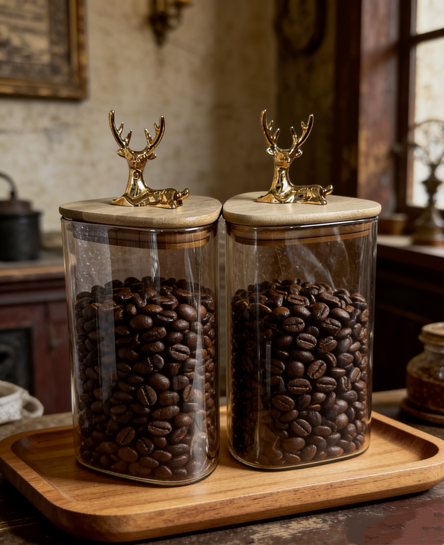 Deer Head Nordic High borosilicate glass sealed jar, food-grade household tea and dried tangerine peel storage jar with lid, grains and cereals Specification image